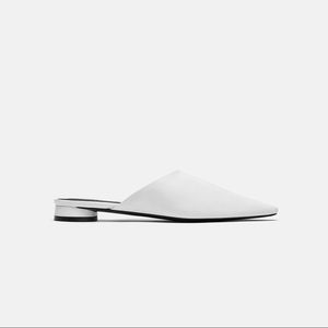 Zara white leather mule slippers 37